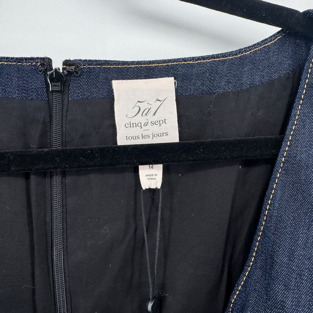 Cinq A Sept Indigo Lani Denim Mini Dress Sz 14 NWT Cut Out Waist - Picture 3 of 10